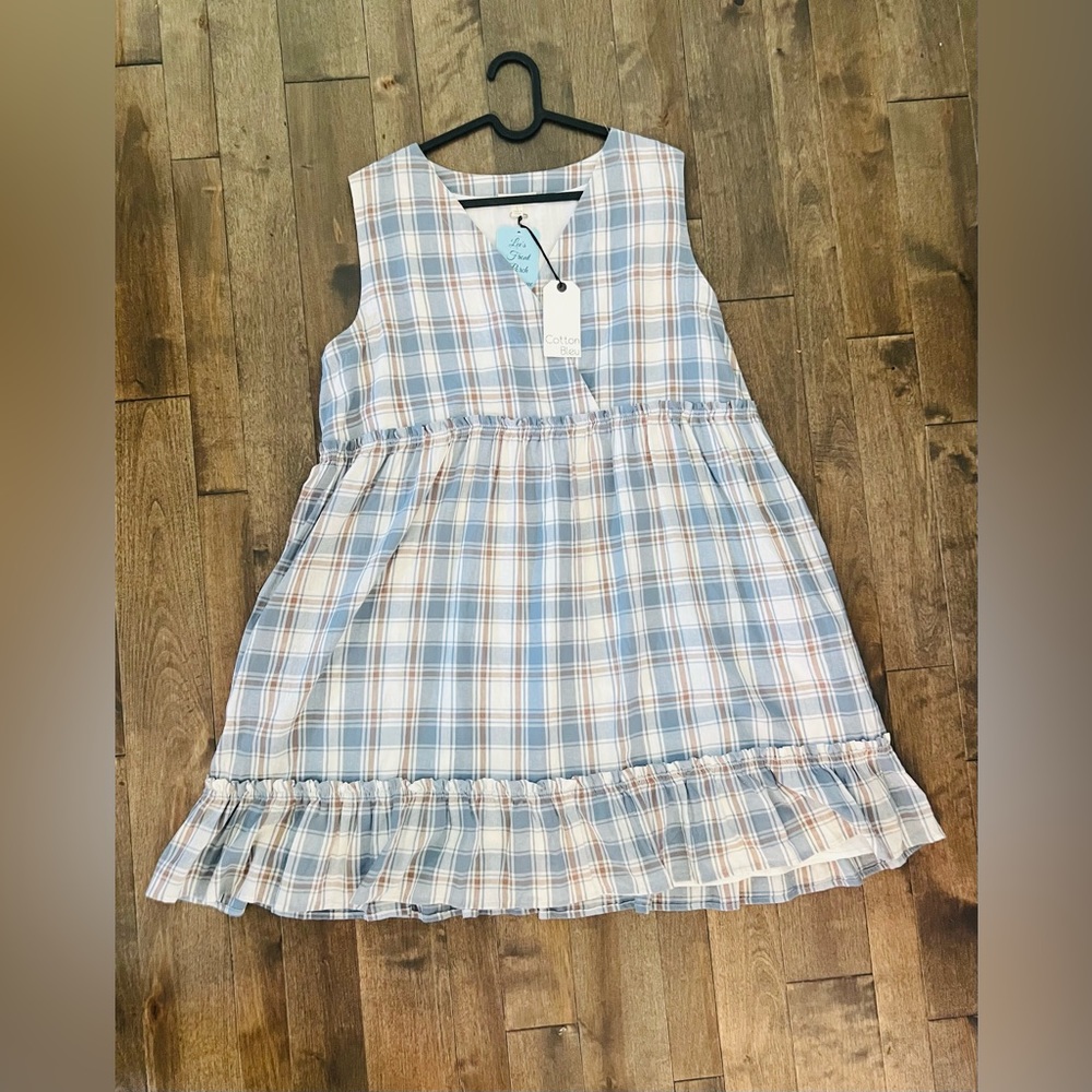 Cotton Bleu - Blue Plaid Babydoll Dress